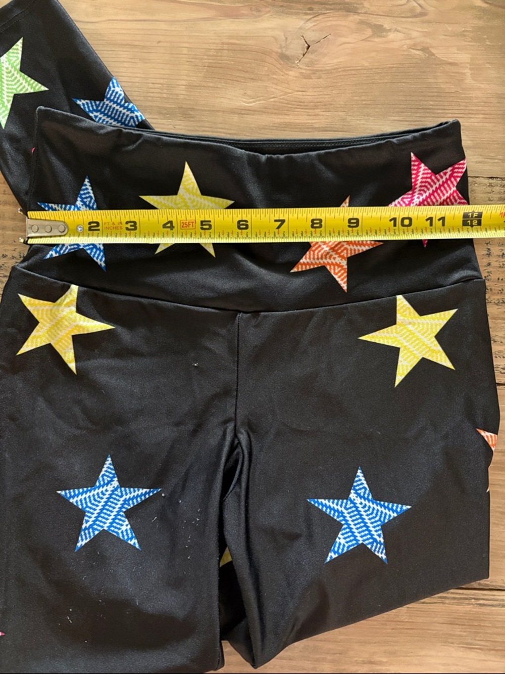 Goldsheep Black Star-Print Stretch Leggings with Multicolor Stars - Picture 3 of 7
